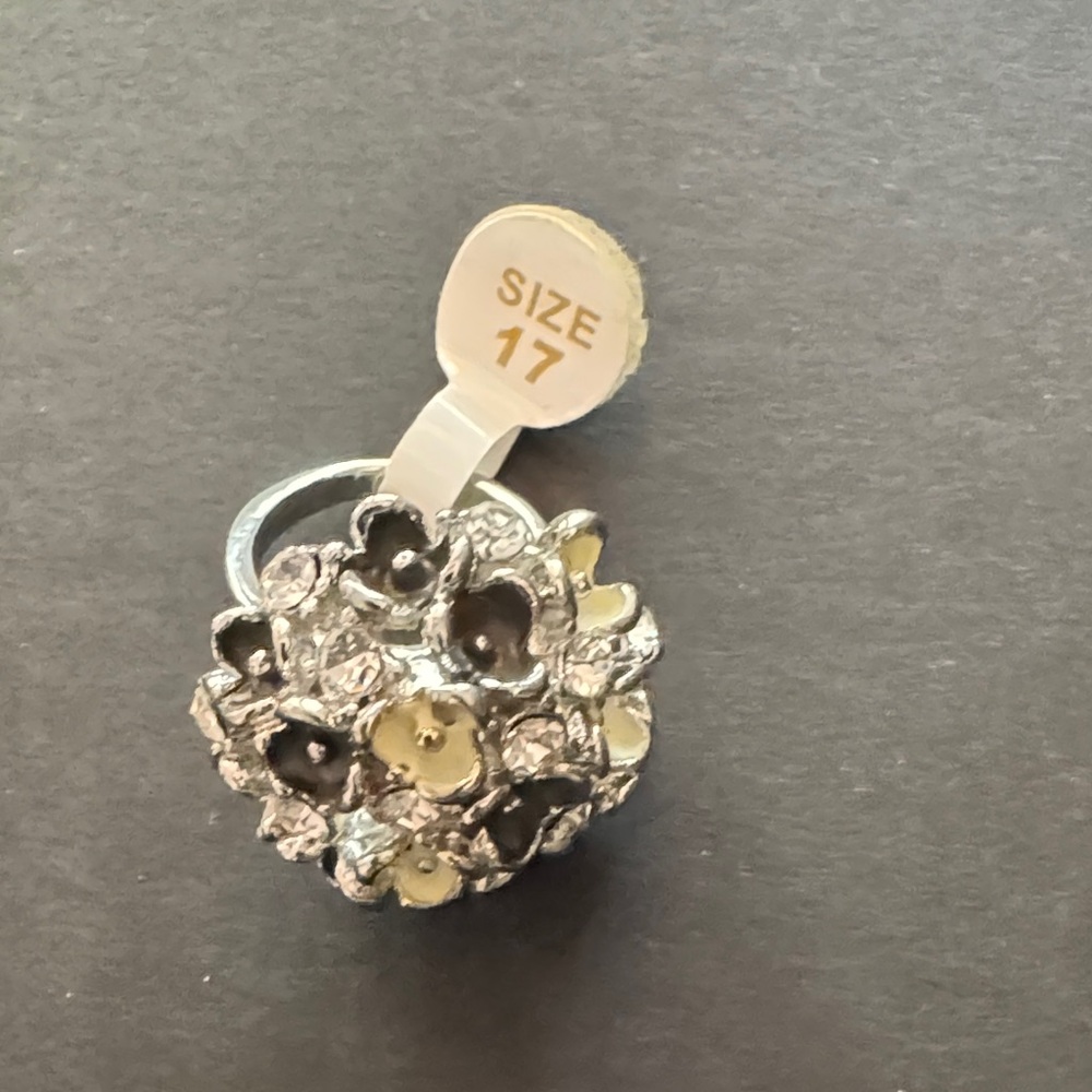 Floral Cluster Silver-Tone Ring in Silver and Gold